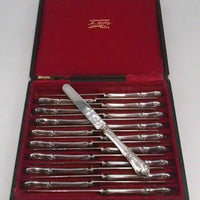 COFFRET 18 COUTEAUX A FRUITS TOUT ARGENT MASSIF POINCON MINERVE
