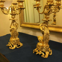 Paire de Candélabres Bougeoirs Louis XV XIXème siècle