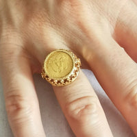 BAGUE EN OR PIÈCE OR 2 PESOS 1945