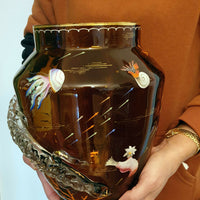 Vase cylindrique en verre émaillé