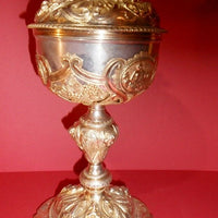 Calice catholique ciboire vermeil argent style Louis XV