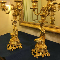 Paire de Candélabres Bougeoirs Louis XV XIXème siècle