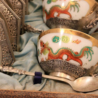 Service à thé argent porcelaine argent 1900