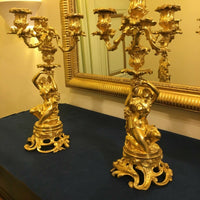 Paire de Candélabres Bougeoirs Louis XV XIXème siècle