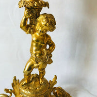 Paire de bougeoirs en bronze doré d'époque NAPOLEON III