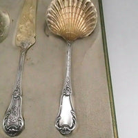 COFFRET COUVERTS A GLACE ET PELLE A FRAISES ARGENT VERMEIL POINCON MINERVE