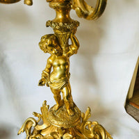 Paire de bougeoirs en bronze doré d'époque NAPOLEON III