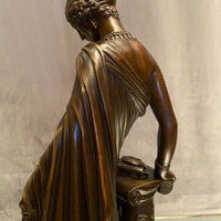 Superbe sculpture XIXe Sapho debout Bronze patiné daté 1848