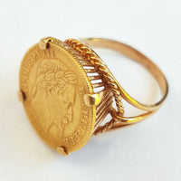 BAGUE CHEVALIÈRE OR 18 K PIECE 10 FRANCS OR NAPOLÉON III 1866