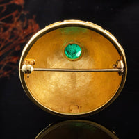 Broche Elisabeth avec émeraude orfèvrerie or jaune