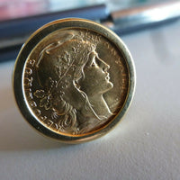 BAGUE OR JAUNE 18 CARATS PIÈCE OR 20 FRS MARIANNE