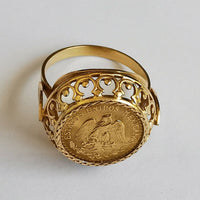 BAGUE EN OR PIÈCE OR 2 PESOS 1945