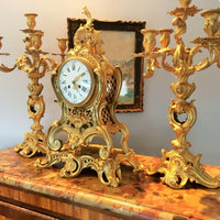 Cartel et Candélabres formant Garniture de Cheminée ou Table Louis XV Napoleon III