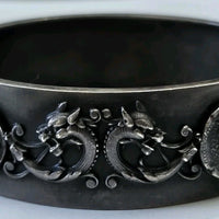 Bracelet argent massif décor chimère dragon