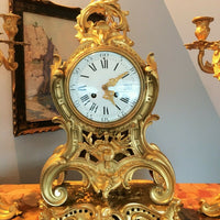 Cartel et Candélabres formant Garniture de Cheminée ou Table Louis XV Napoleon III