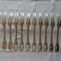 Lot de 12 fourchettes à escargots en argent massif – Poinçon Minerve