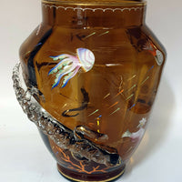 Vase cylindrique en verre émaillé