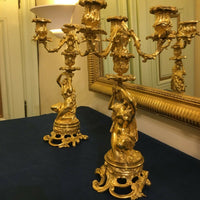 Paire de Candélabres Bougeoirs Louis XV XIXème siècle