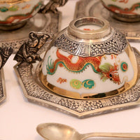 Service à thé argent porcelaine argent 1900