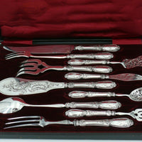 Coffret de 10 pièces de service argent massif Minerve