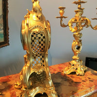 Cartel et Candélabres formant Garniture de Cheminée ou Table Louis XV Napoleon III