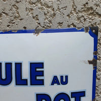 Plaque émaillée originale La Poule au Pot Blanche 1935