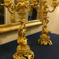 Paire de Candélabres Bougeoirs Louis XV XIXème siècle