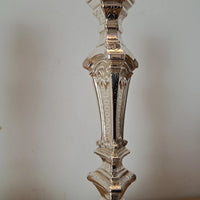 Magnifique Paire de bougeoirs Louis XIV bronze argenté