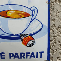 Plaque émaillée originale La Poule au Pot Blanche 1935