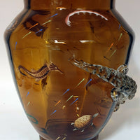 Vase cylindrique en verre émaillé