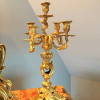 Cartel et Candélabres formant Garniture de Cheminée ou Table Louis XV Napoleon III