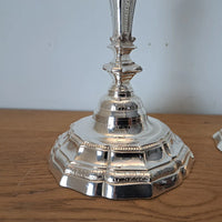 Magnifique Paire de bougeoirs Louis XIV bronze argenté