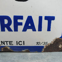 Plaque émaillée originale La Poule au Pot Blanche 1935