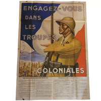 ANCIENNE AFFICHE TROUPES COLONIALES GUERRE INDOCHINE DATE 1939